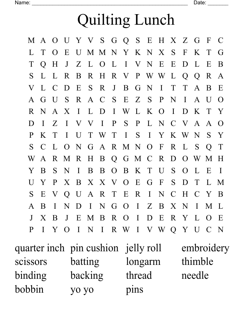 Quilting Lunch Word Search