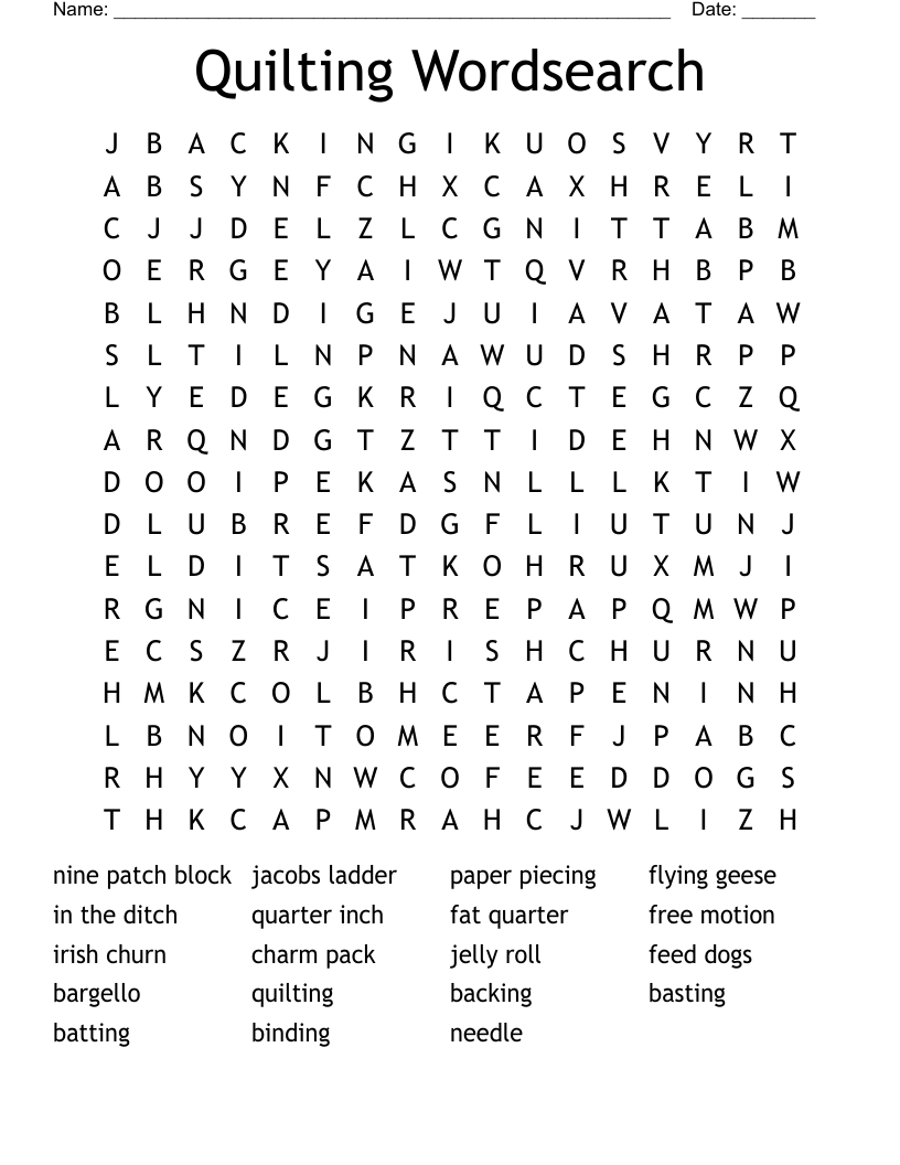 Quilting Wordsearch