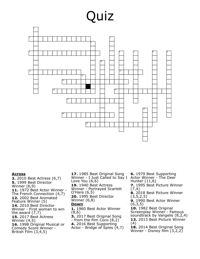 Quiz Crossword