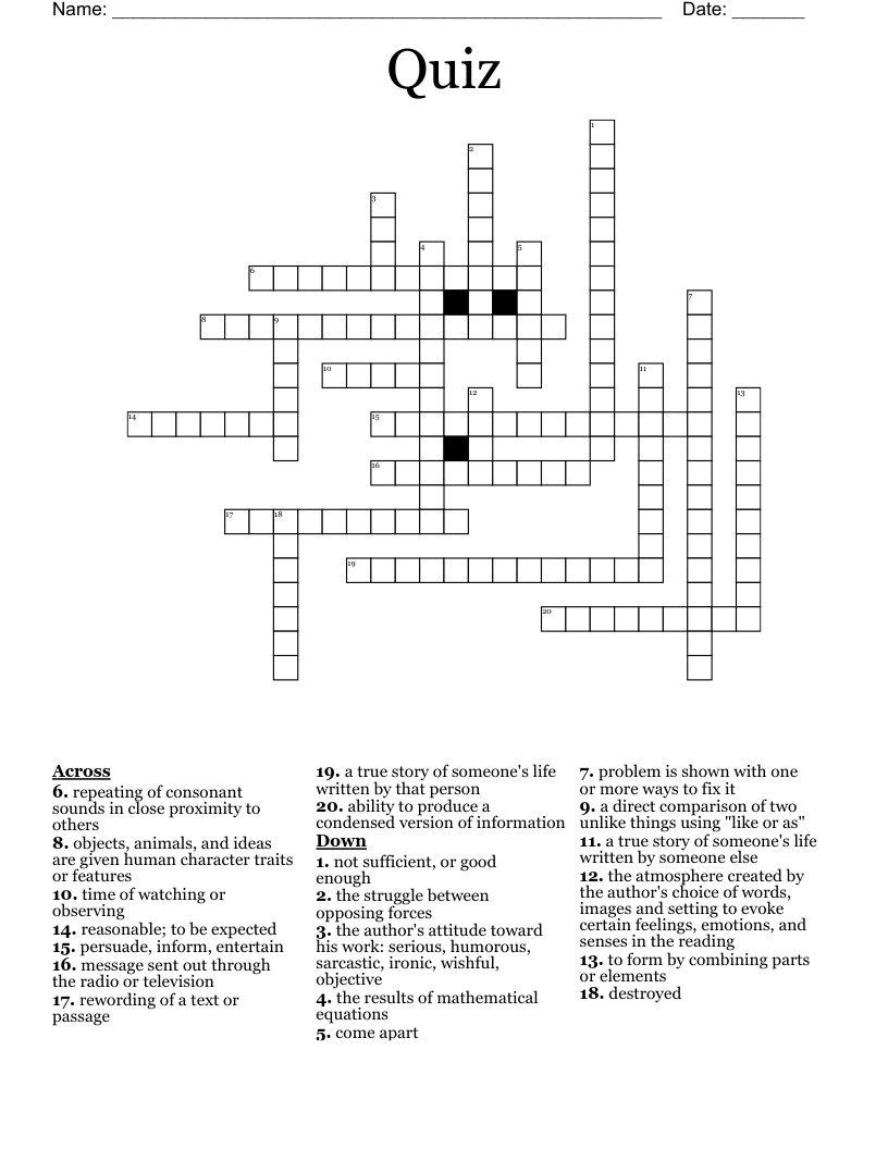 Quiz Crossword