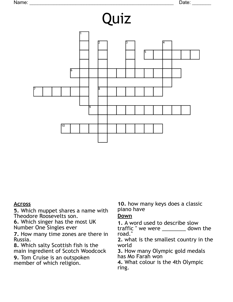 Quiz Crossword