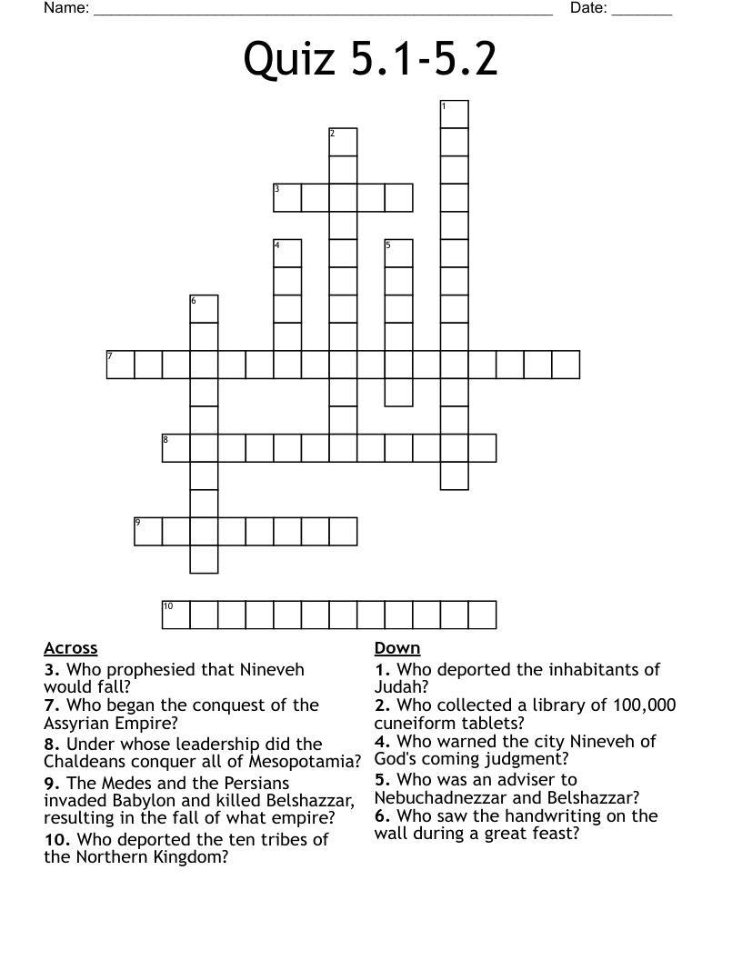 Quiz 5.1-5.2 Crossword