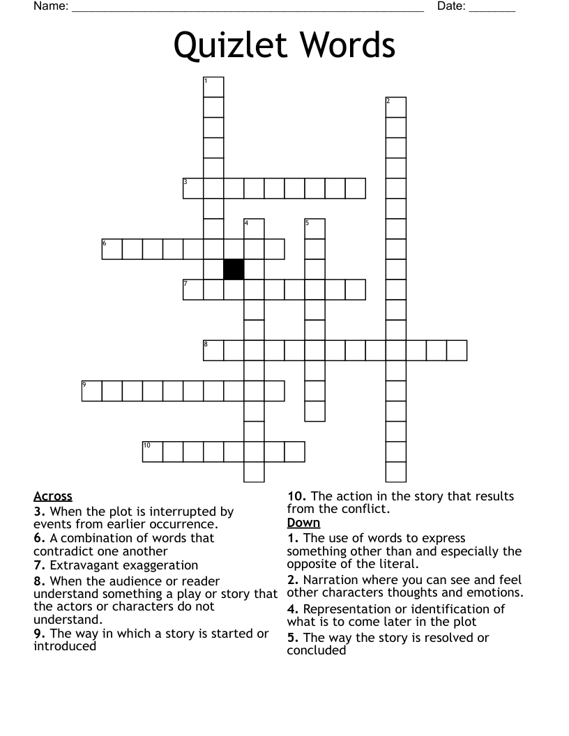 Quizlet Words Crossword