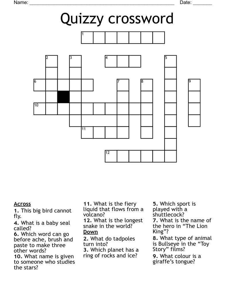 Quizzy crossword
