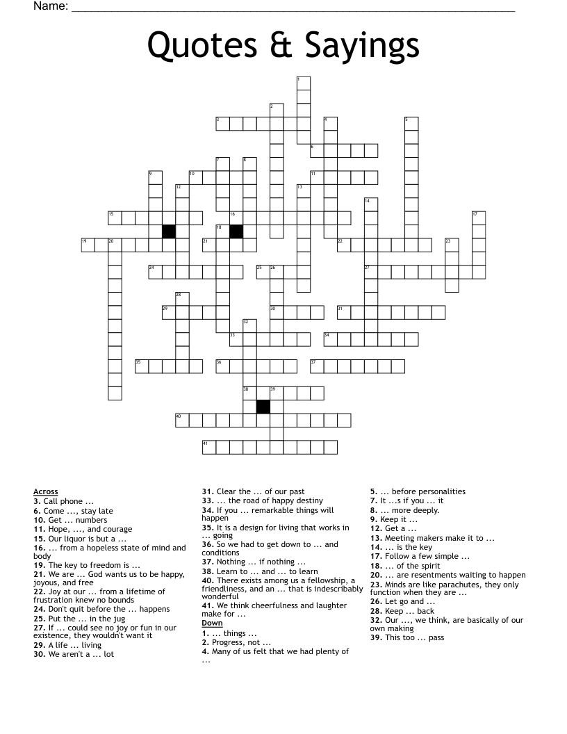 Quotes & Sayings Crossword