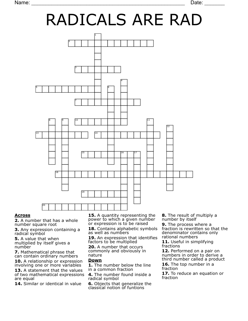 RADICALS ARE RAD Crossword