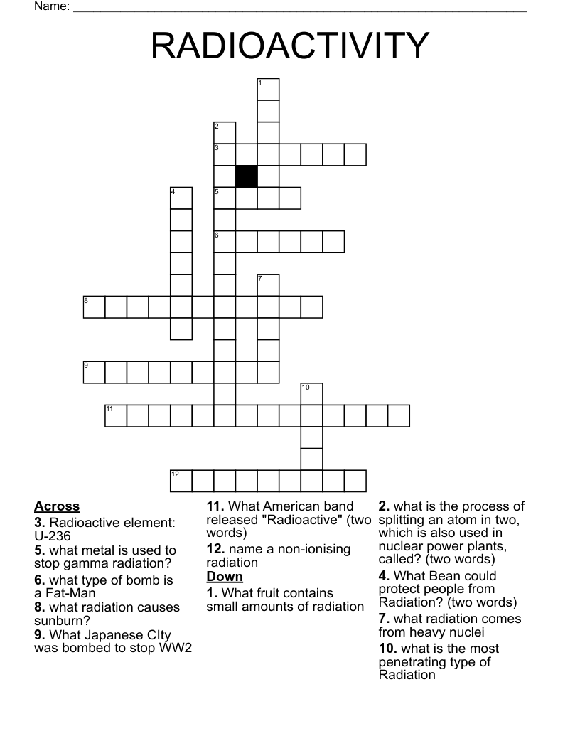 RADIOACTIVITY  Crossword