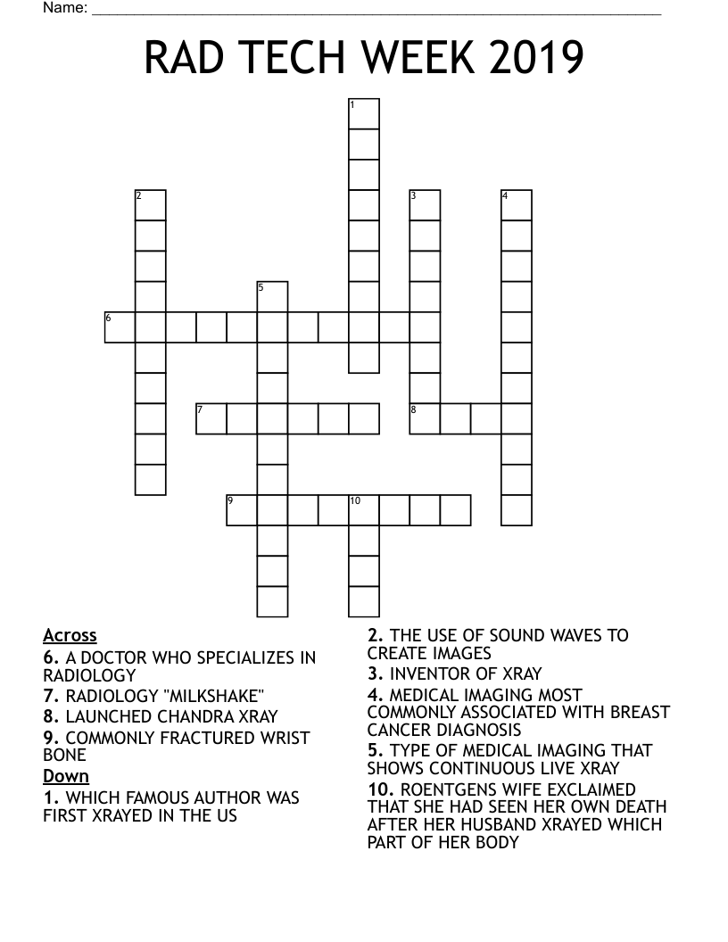 RAD TECH WEEK 2019 Crossword