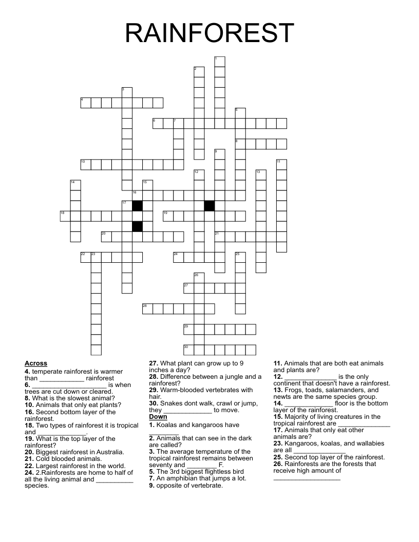 RAINFOREST Crossword