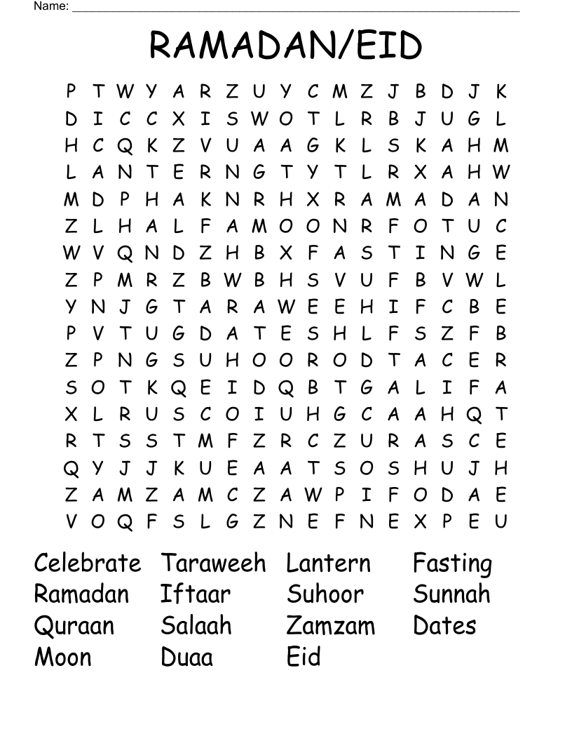 RAMADAN/EID Word Search