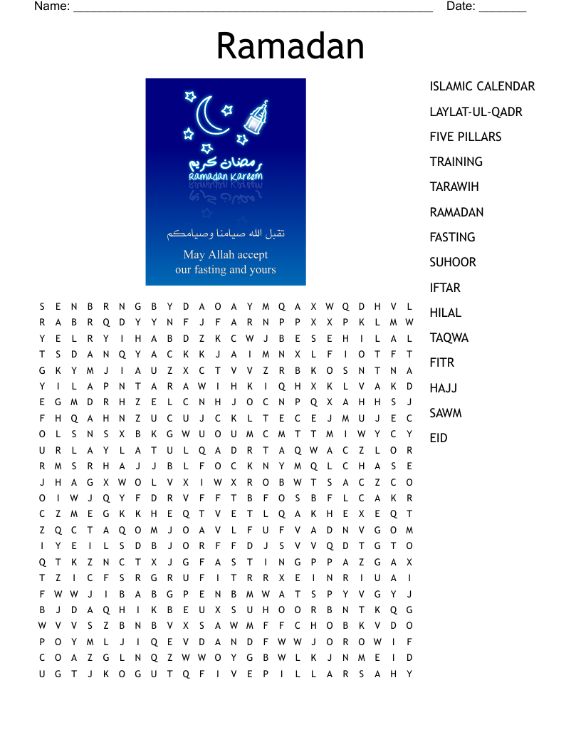 Ramadan Word Search