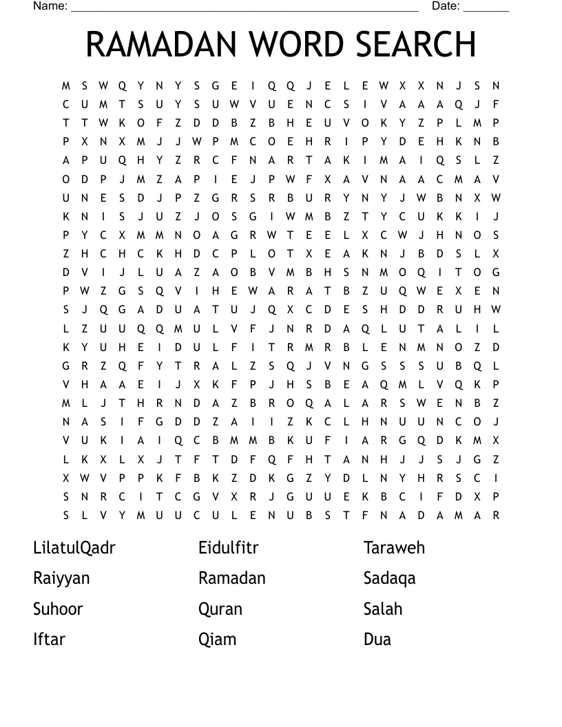 RAMADAN WORD SEARCH