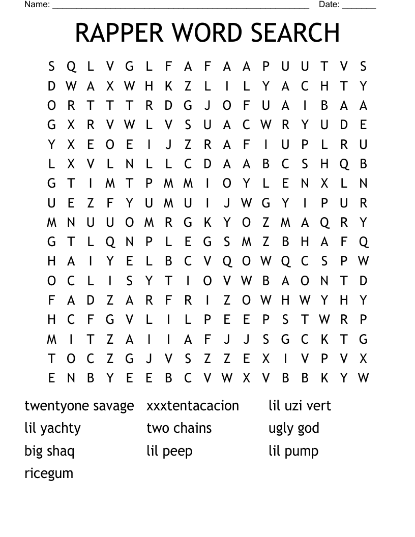 RAPPER WORD SEARCH