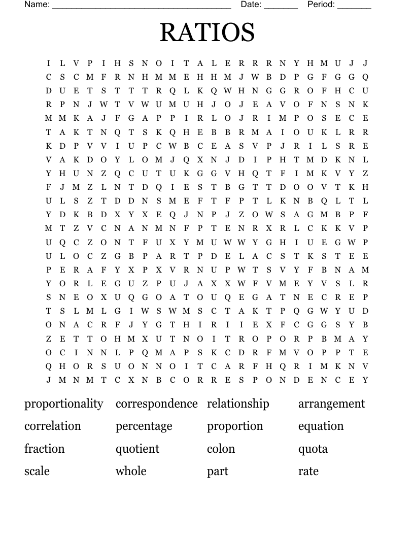 RATIOS  Word Search