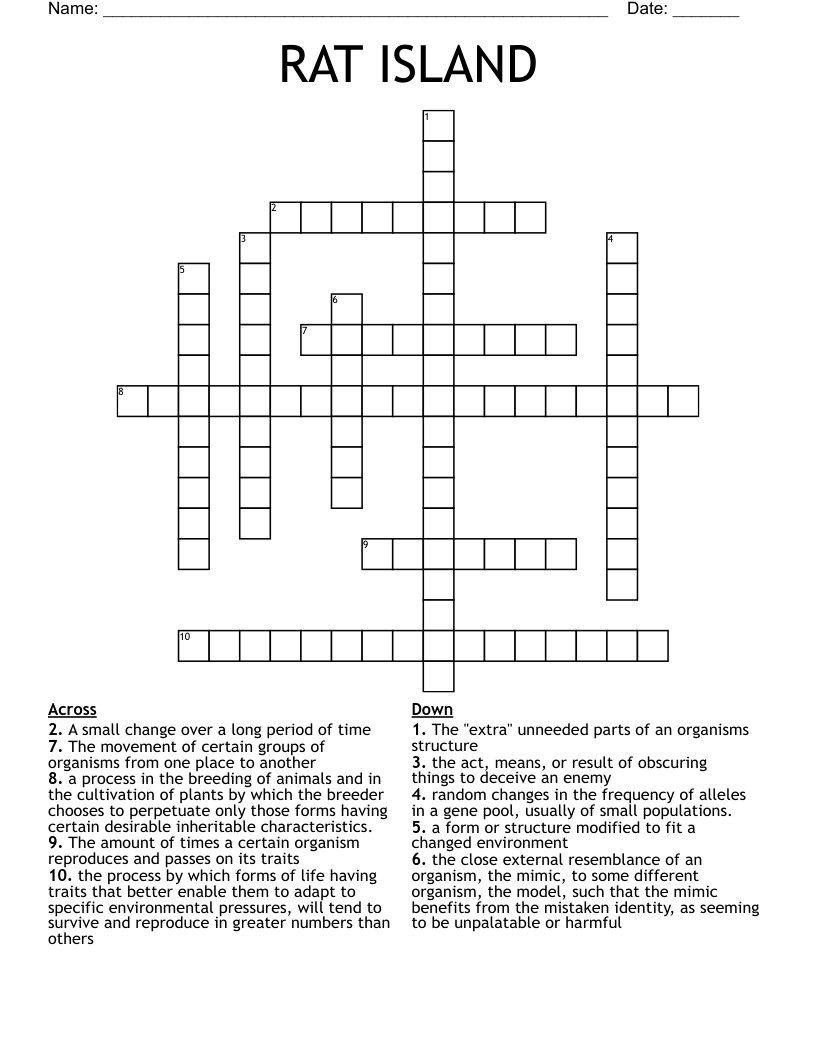 RAT ISLAND Crossword