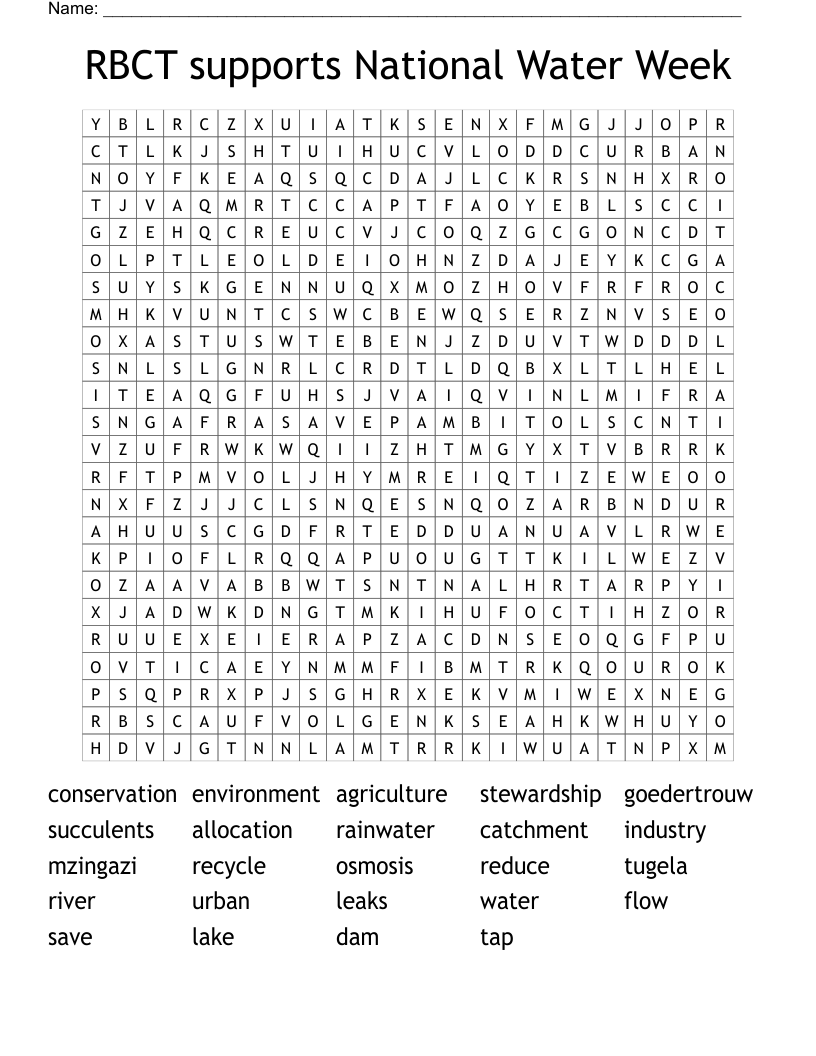 RBCT supports National Water Week Word Search