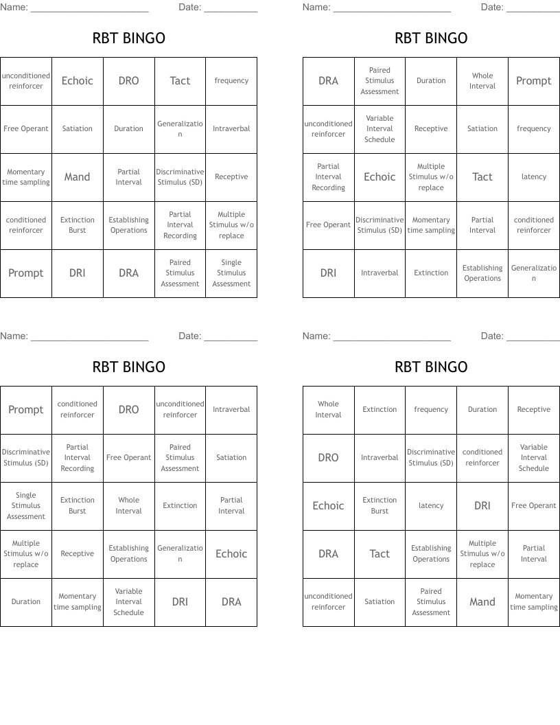 RBT BINGO