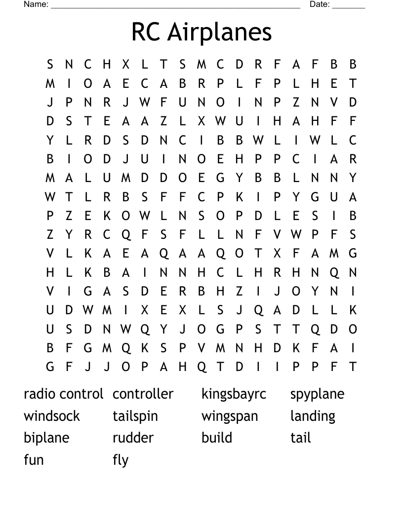 RC Airplanes Word Search