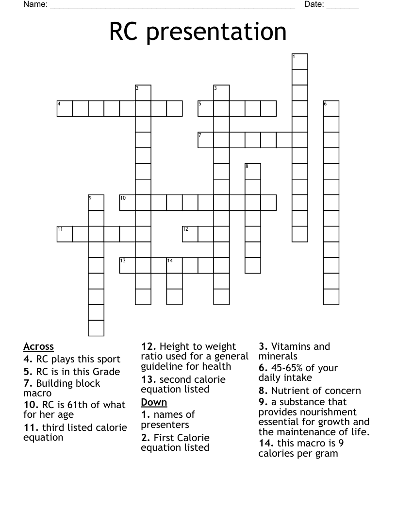 RC presentation Crossword