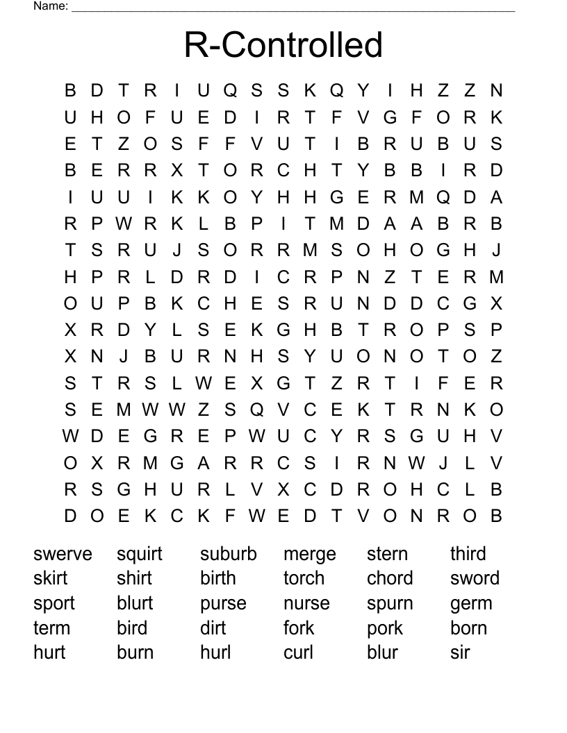 R-Controlled Word Search