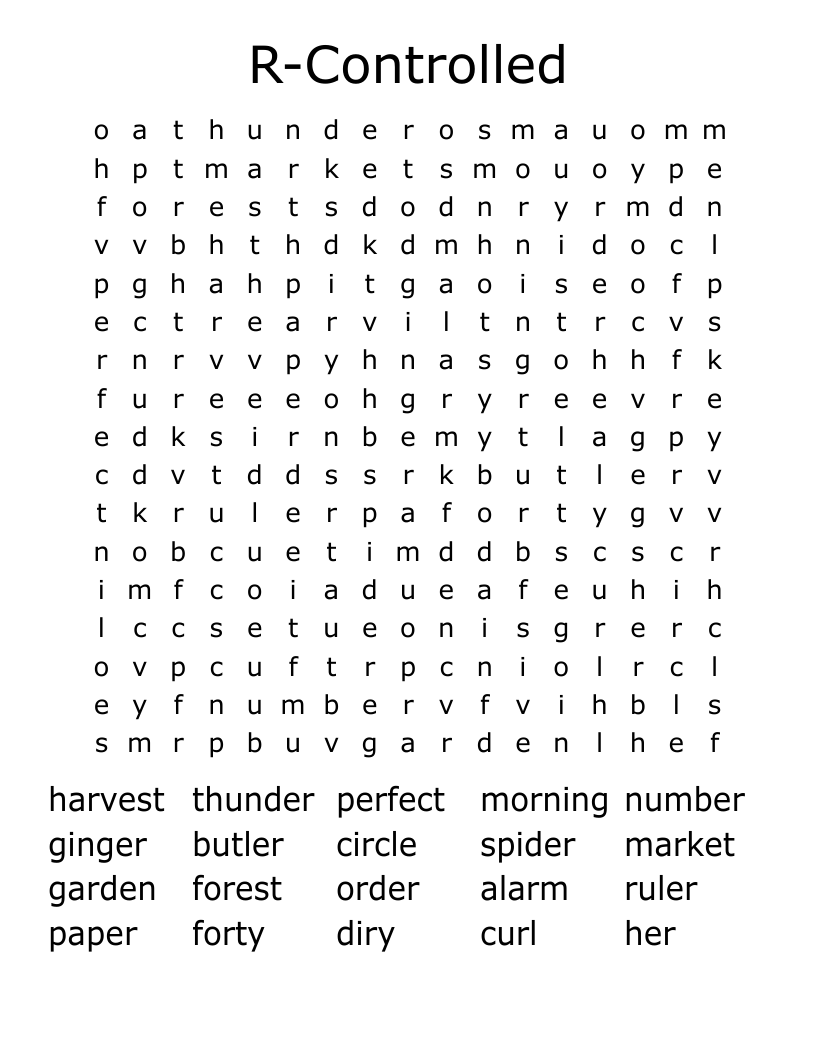 R-Controlled Word Search