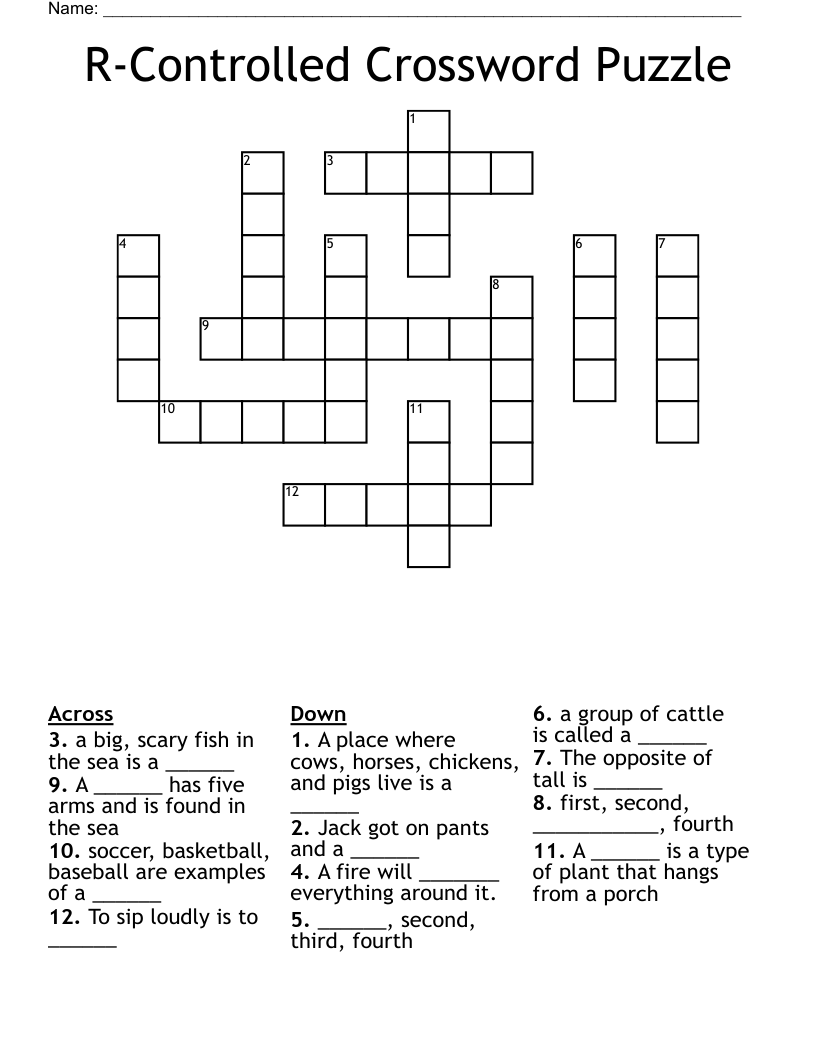 R-Controlled Crossword Puzzle