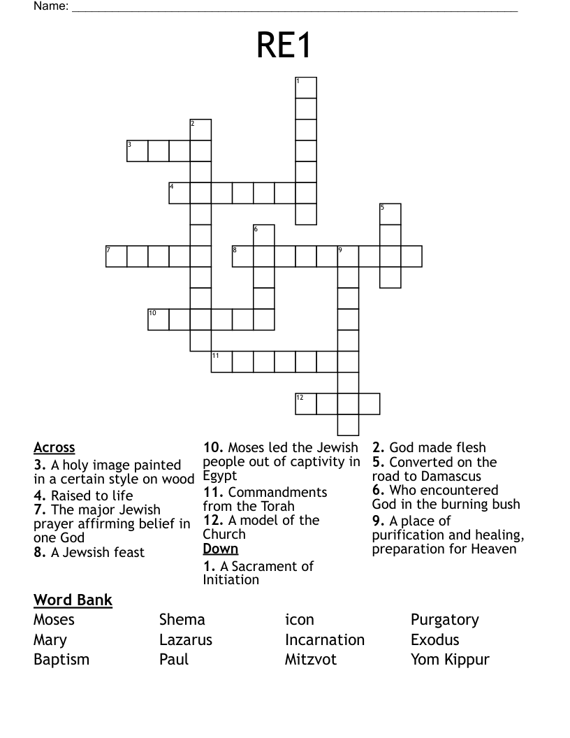 RE1 Crossword