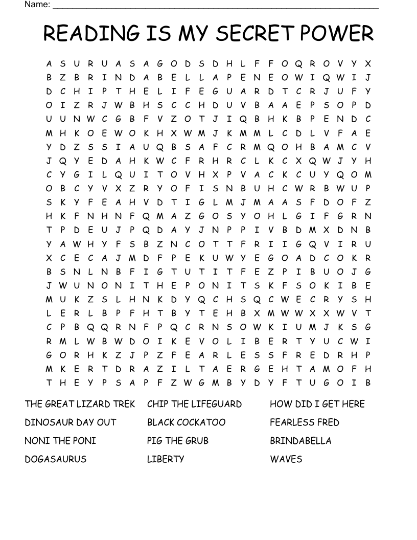 READING IS MY SECRET POWER Word Search