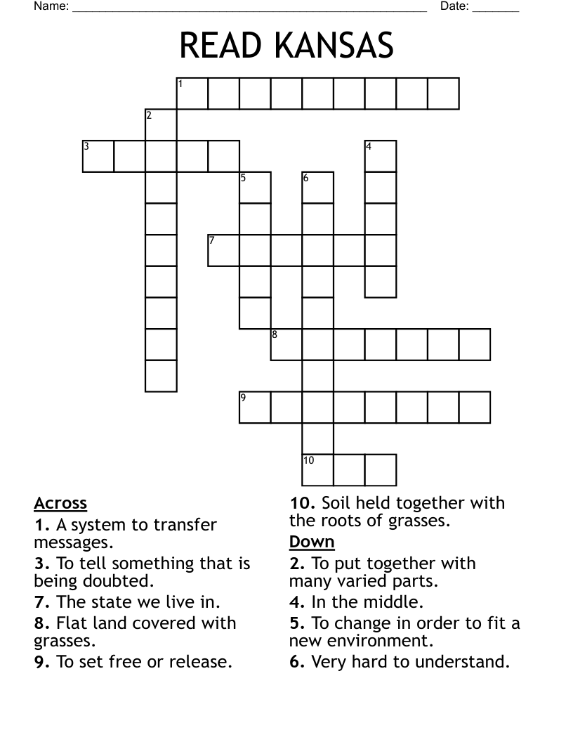READ KANSAS Crossword