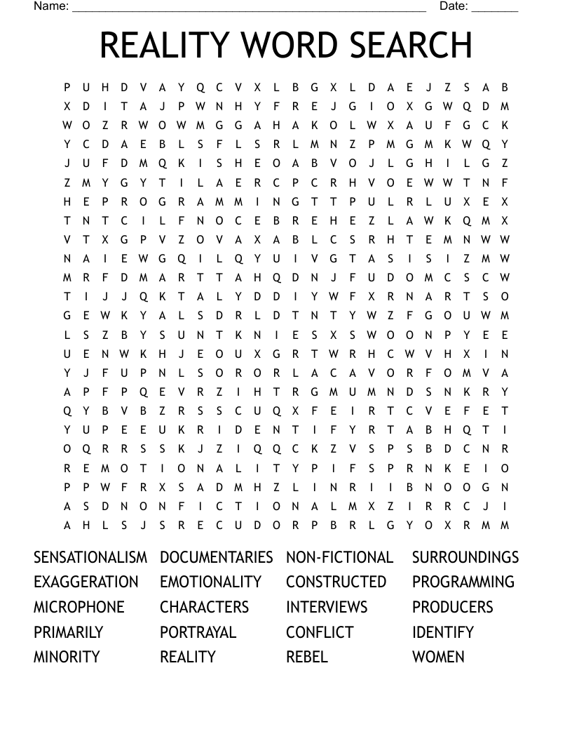 REALITY WORD SEARCH