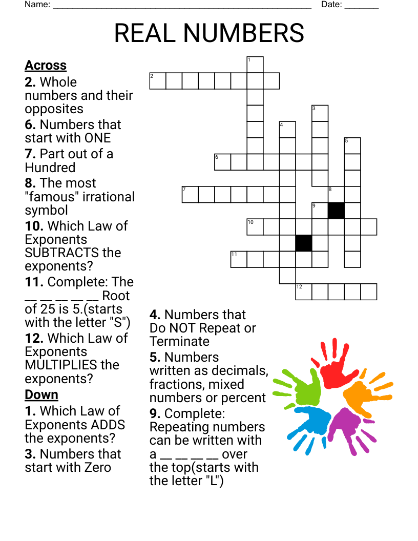 REAL NUMBERS Crossword
