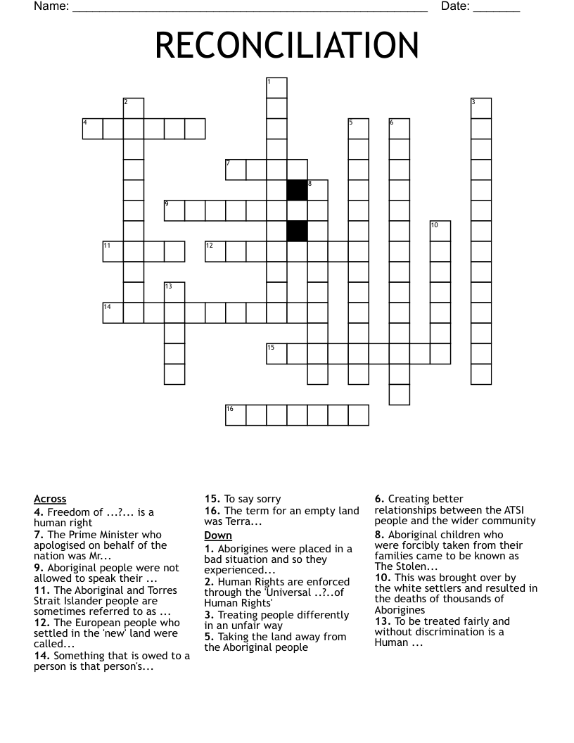 RECONCILIATION Crossword