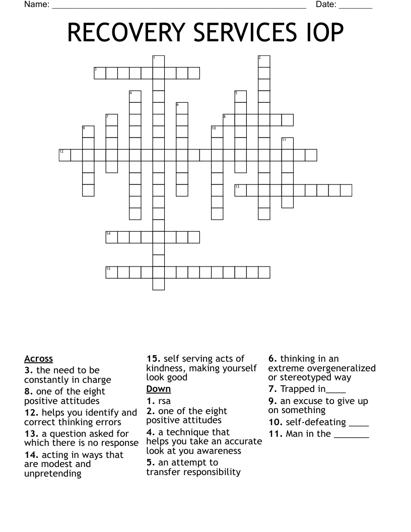 RECOVERY  SERVICES IOP Crossword