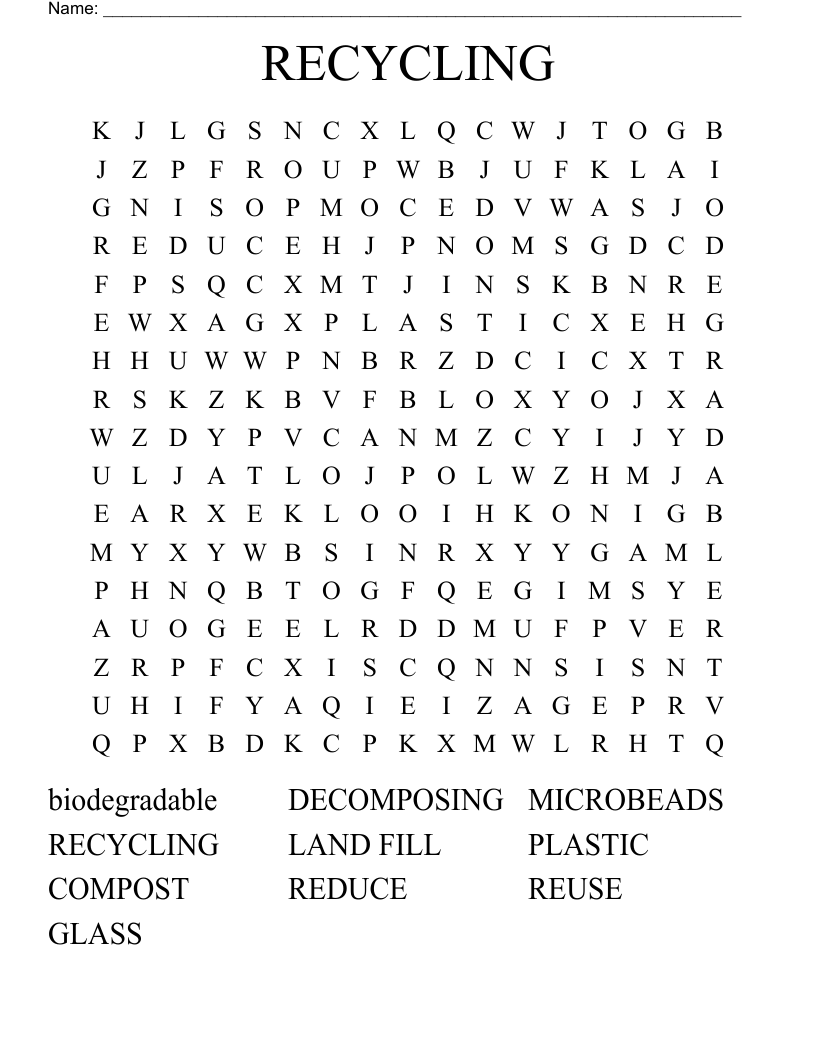 RECYCLING Word Search