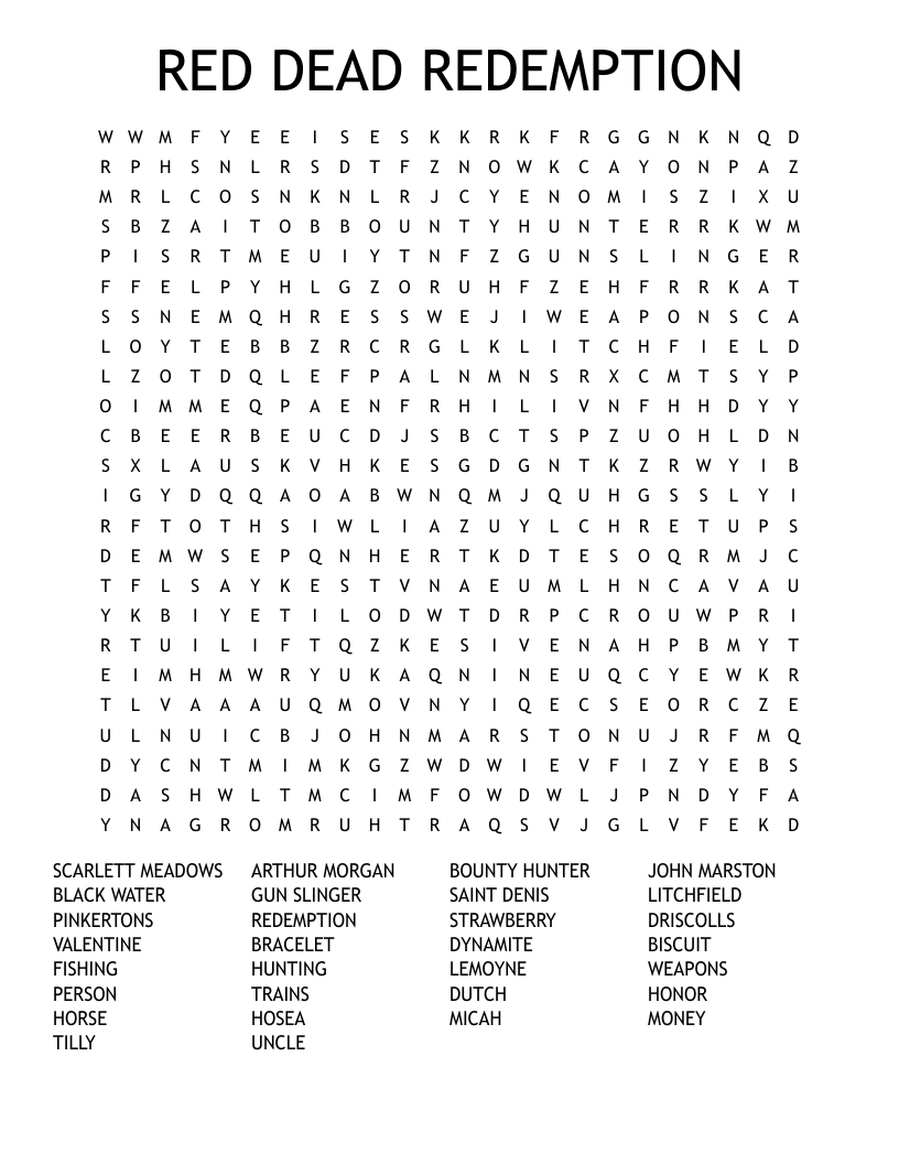 RED DEAD REDEMPTION Word Search