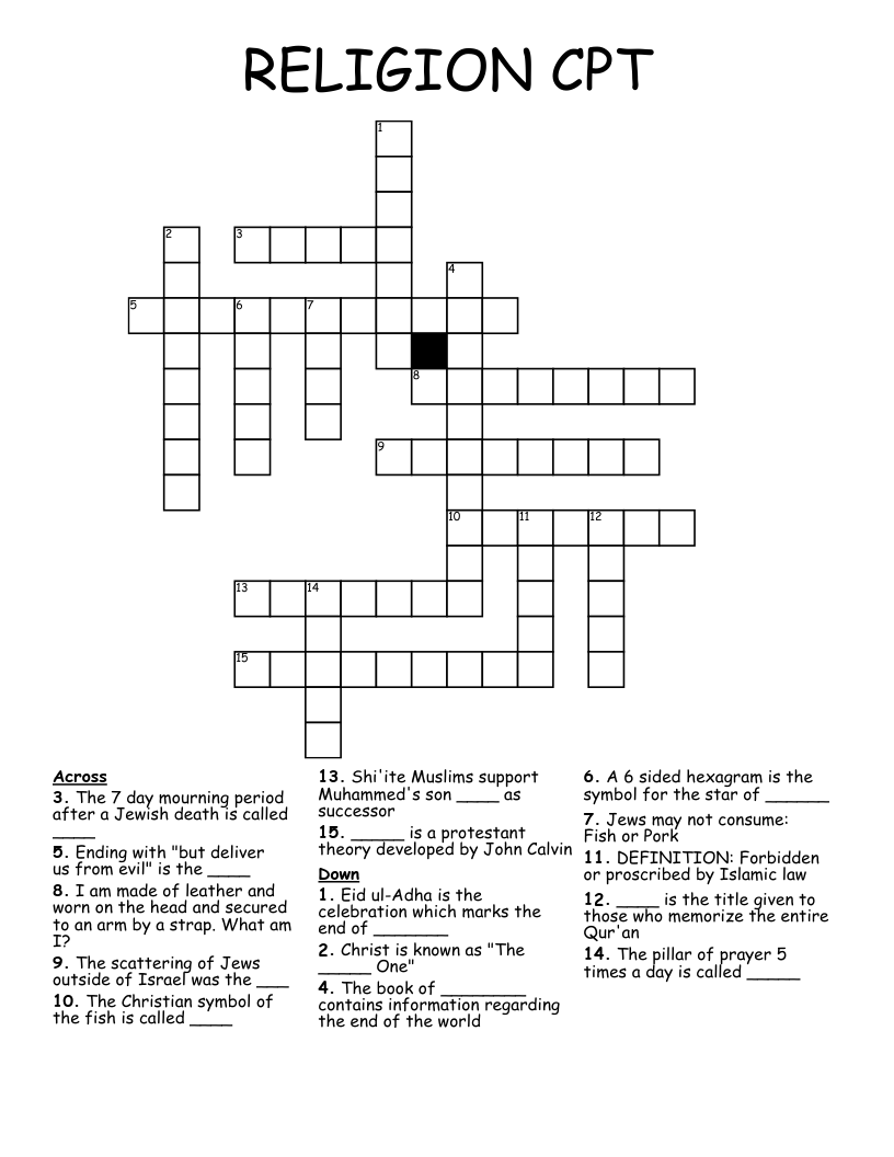 RELIGION CPT Crossword
