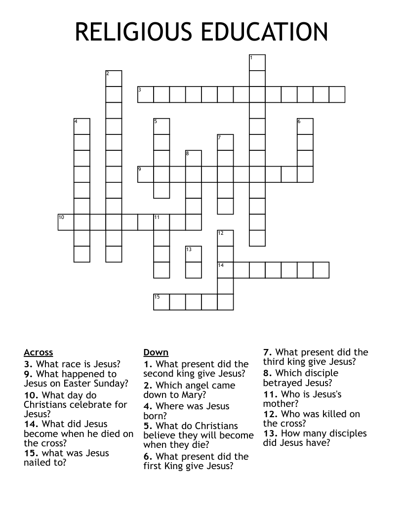 RELIGIOUS EDUCATION Crossword