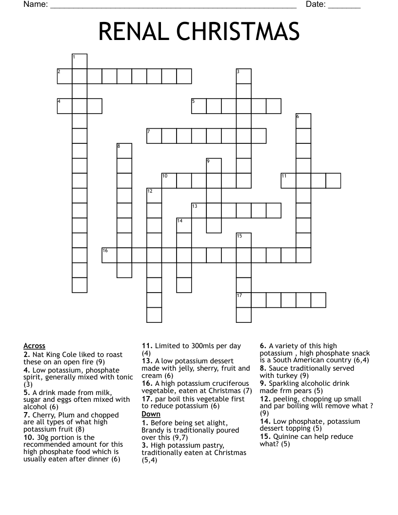 RENAL CHRISTMAS Crossword