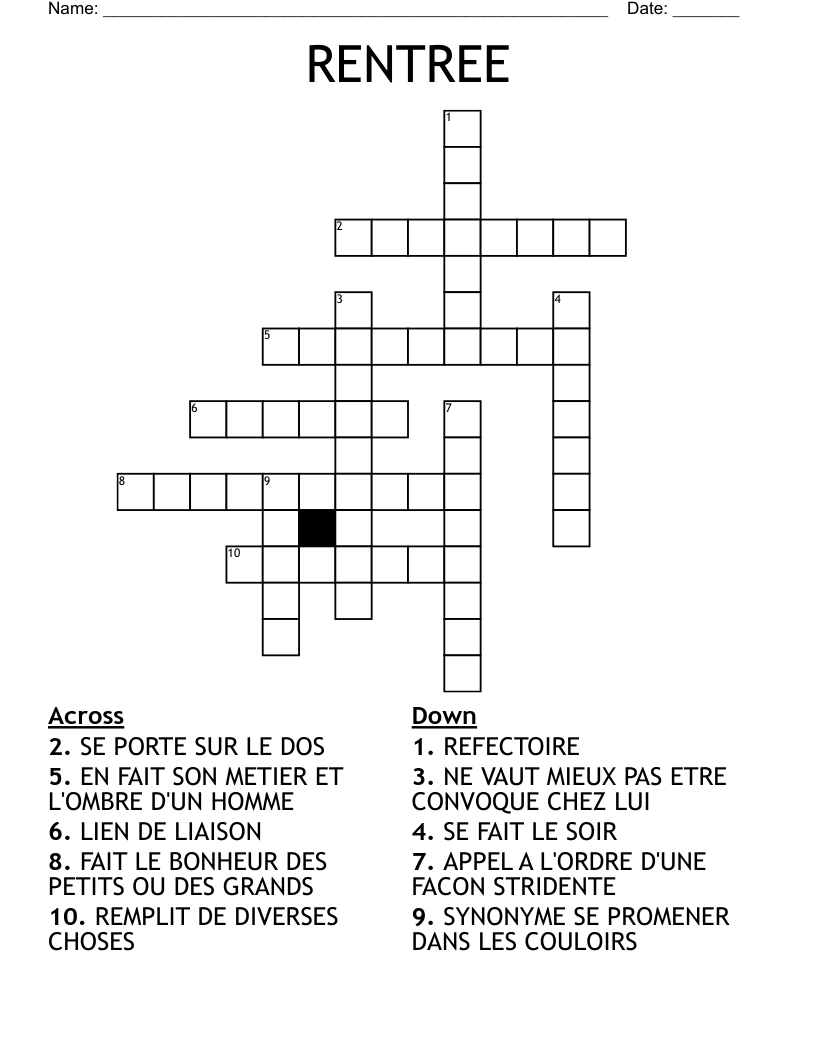 RENTREE Crossword