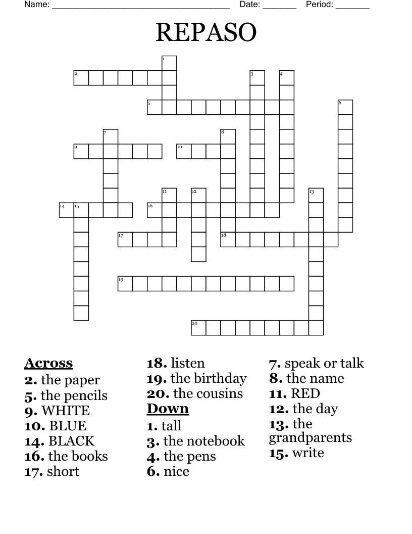 REPASO Crossword