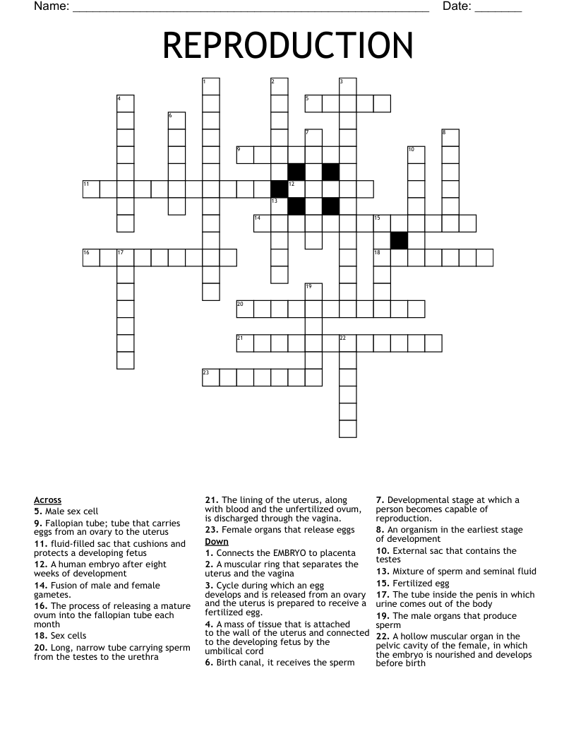 REPRODUCTION Crossword