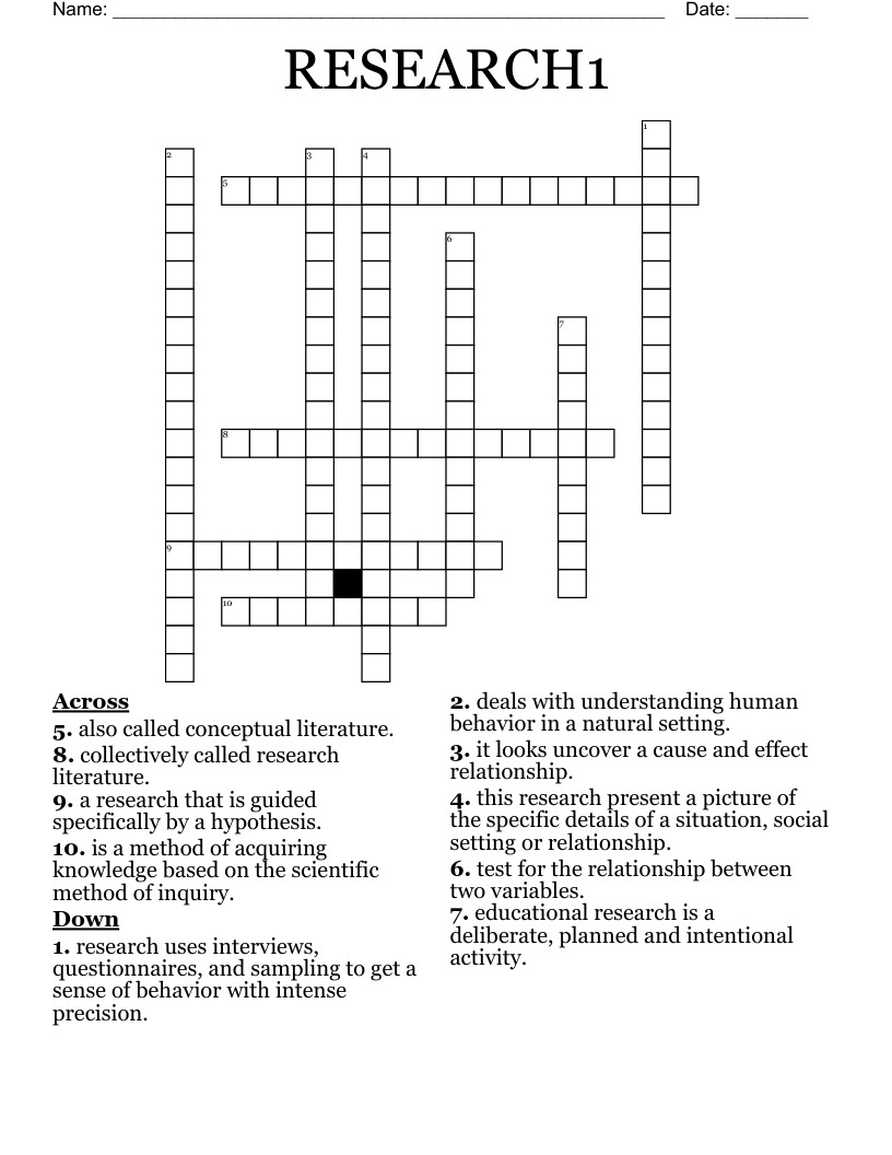 RESEARCH1 Crossword