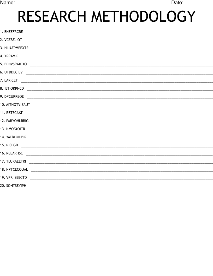 RESEARCH METHODOLOGY Word Scramble