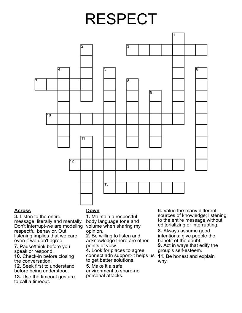 RESPECT Crossword