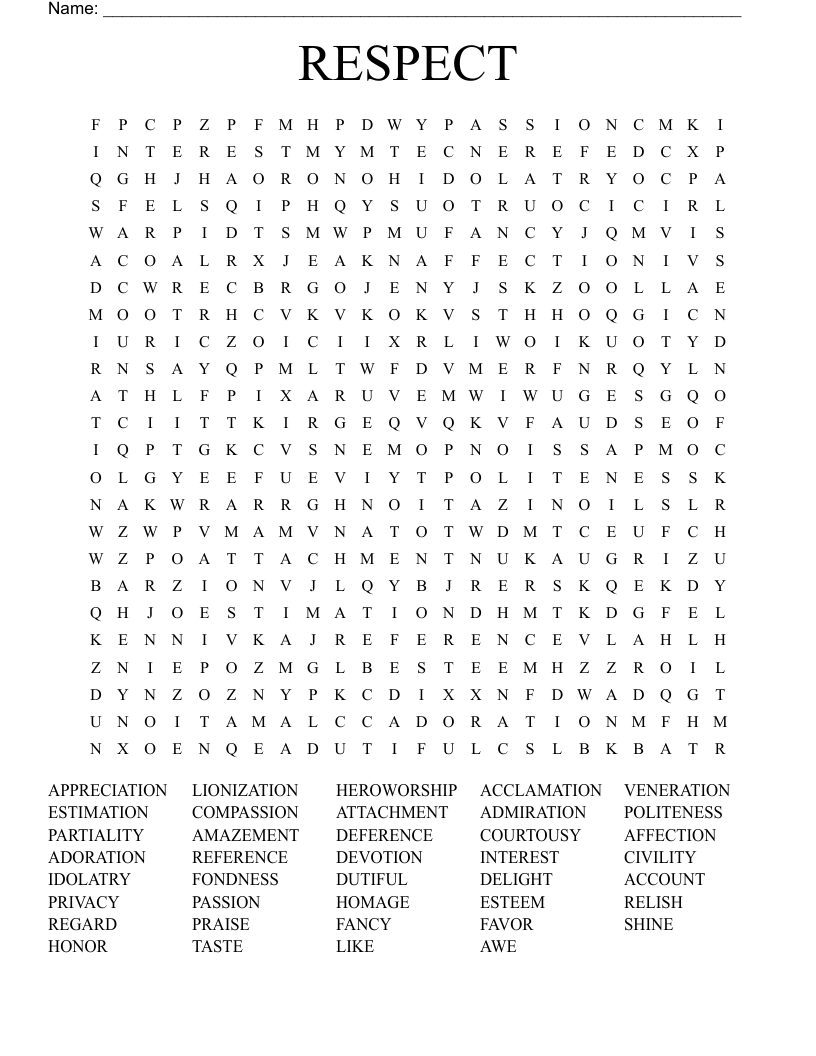 RESPECT Word Search