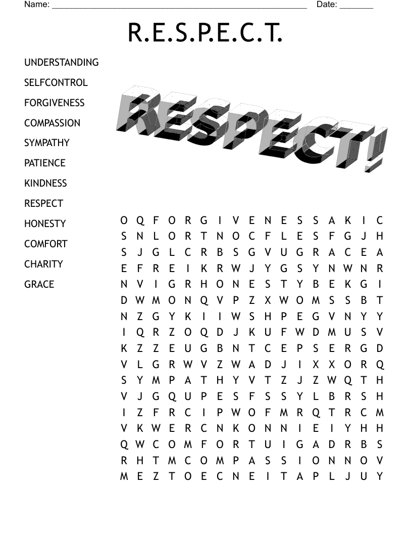 R.E.S.P.E.C.T. Word Search