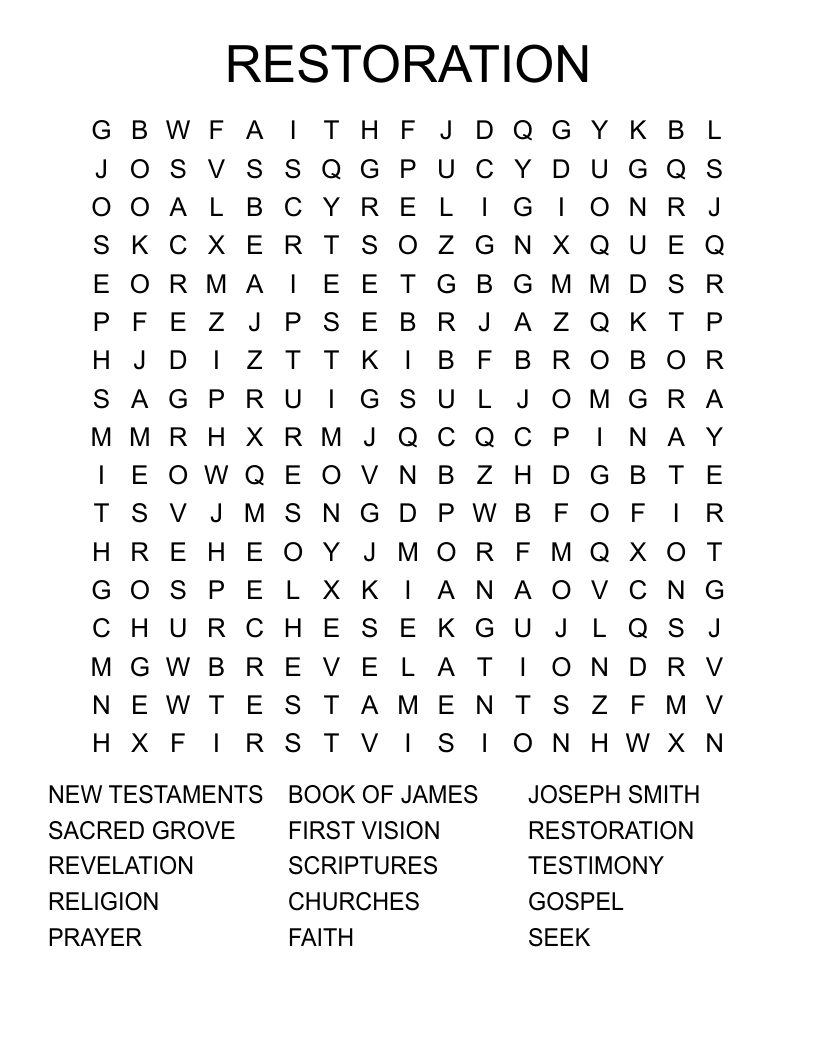 RESTORATION Word Search