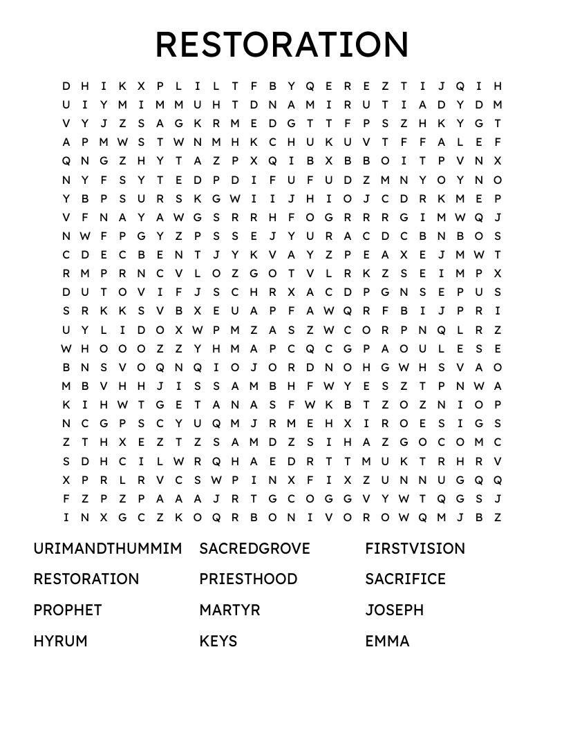 RESTORATION  Word Search