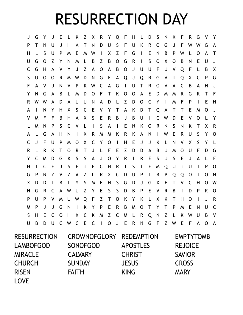 RESURRECTION DAY Word Search