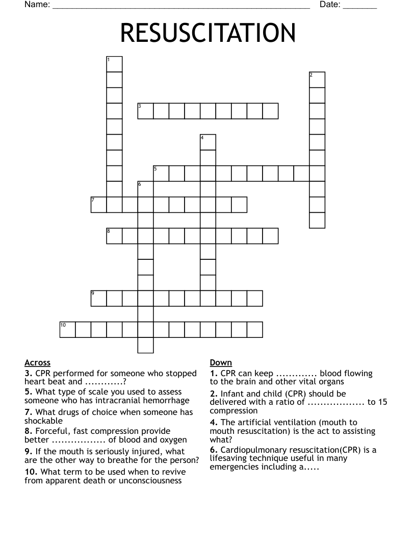 RESUSCITATION Crossword